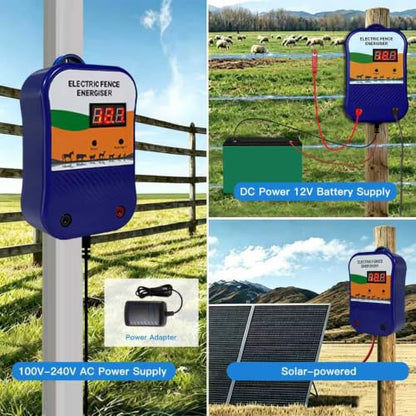 1.5 J Electric Fence Charger, Energizer for Cattle Bear Horse