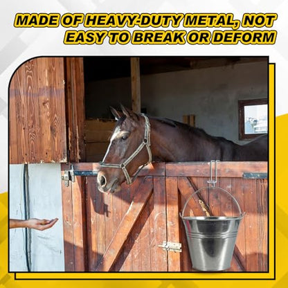 Hicarer 2 Pack Horse Feed Bucket Hooks Metal Water Holder Hanger, Silver - color: Silver