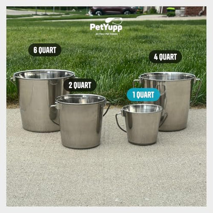 1 Quart Stainless Steel Bucket - Durable Metal Bucket 0.25 Gallon | Rust-resistant Bucket For Food Prep Cleaning Feeding & Watering Pets & Livestock - For Crates Kennel Cages & Fences - size: 1 Quart