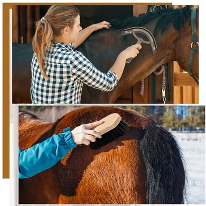 Abbylike 12 Pieces Horse Grooming Kit Equine Care Brushes, Dark Gray - color: Dark Gray