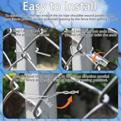 400 Pcs T Post Clips Kit, Metal Wire Fence Clip & 1 Drill Chuck, Galvanized Steel Tie Preformed T-Post Fence Clips 11 Gauge Fence Ties Fast Installation Farm Garden&Livestock Fencing T/U-Posts(Silver) - size: 400PCS
