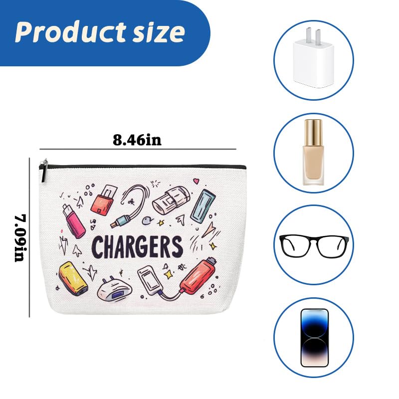 ShiQiao Spl Cable Organizer Bag Travel Accessories for Women Men Birthday Christmas Gifts for Daughter Son Friend Chargers Cable Storage Travel Makeup Bag Organizer Cosmetic Pouch Bags with Zipper - style: White Charger