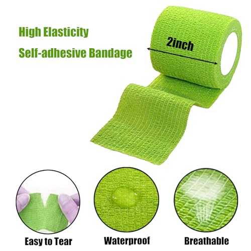 2 Inches Self Adhesive Bandage Wrap Bulk, 6 Pack, Grass Green - color: Grass Green