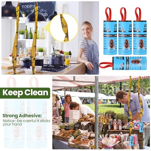 Qualirey 80 Pack Fly Strips Sticky Fly Trap Indoor Outdoor Hanging Ribbon Tape Paper Flying Insect Trap Gnat Killer Traps Catcher for Fruit Flies, Bug, Insect, Pest(Light Blue) - color: Light Blue