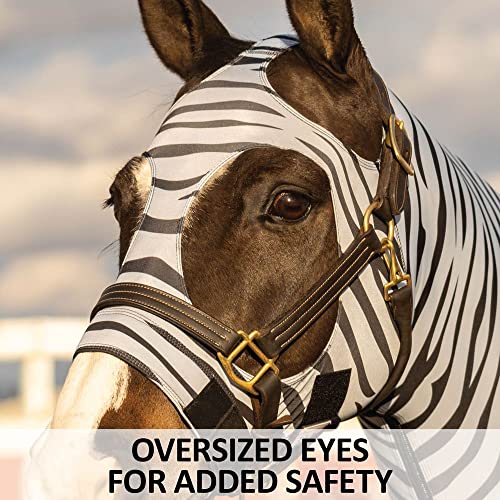 UltraFlex Limited Edition Zebra Horse Slicker Hoods | Durable & Breathable Summer Comfort | Oversized Eye Holes | Rub-Free | No-Snag Hook and Loop | Fly-Deterrent Design