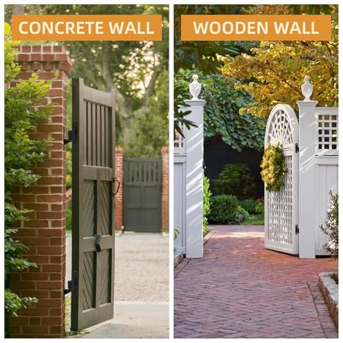 Wall Mount Gate Hinges, 4 Pairs Heavy Duty Fence Gate Hinges 5/8'' Pin Fence Post Hinge Set for Wooden or Concrete Fence Gate (Black, Screws Included) - color: Black-4 Pairs