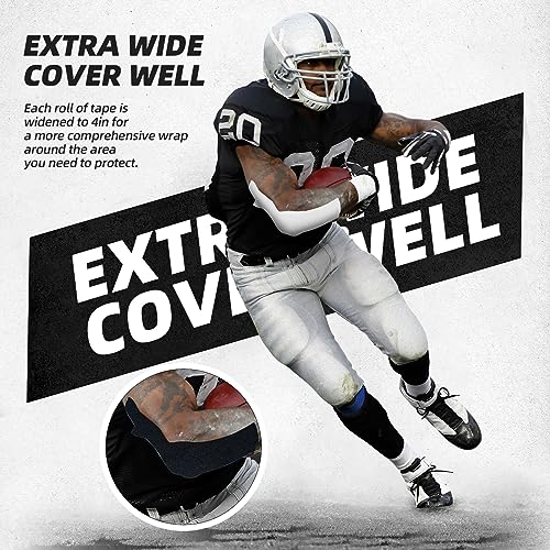 OK TAPE Turf Tape Football, Extra Wide Turf Tape for Turf Burn, White Kinesiology Tape Waterproof, Durable and Super Sticky, 4in x 21ft (4in x 15.75in/16pcs) - color: White