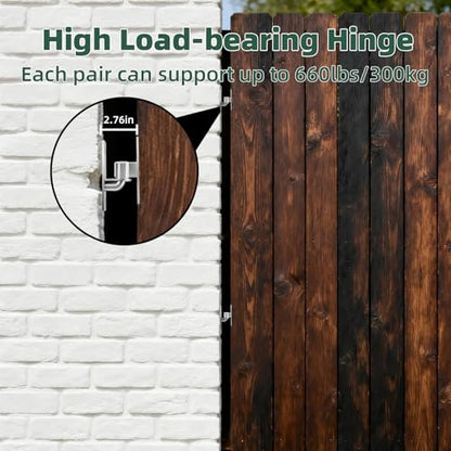 2 Pack(4pcs) Wall Mount Gate Hinges,Set with 5/8" Hinge Pin for Farm Gates, Chain Link Fence Gate, Capacity up to 600lbs(Screws Included)