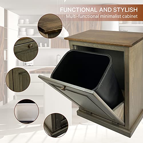 Peaceful Classics Wooden Tilt Out Trash Cabinet, Pewter - color: Pewter, style: Without Drawer