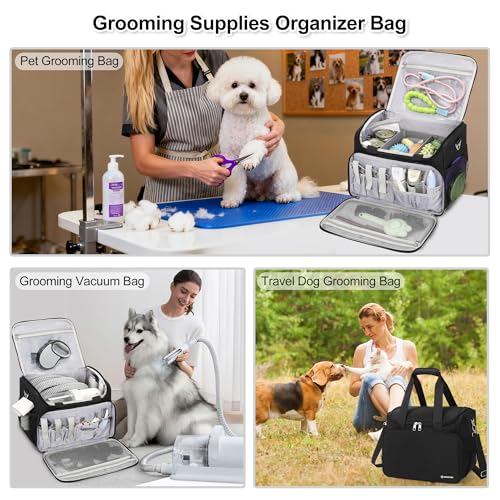 TANTO Dog Grooming Vacuum Bag, Extra Large Pet Tool Bag with Compartments