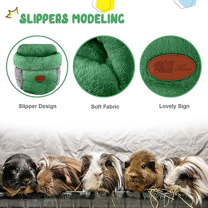 YUEPET Guinea Pig Bed Cuddle Cave, Warm Fleece Hideout, Green - color: Green, size: 1PCS
