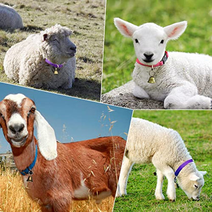 Goat Collars with Bells 10 Pack, Adjustable Sheep Goat Collar Nylon Material with Brass Bell, Loud Bell Anti-Lost for Small Farms