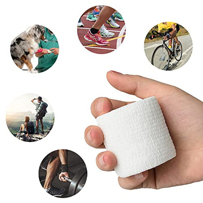 2 Inches Self Adhesive Bandage Wrap Cohesive Wrap, 9 Pack, White - color: White, size: 2 Inch
