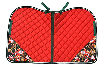 Christmas Santa Saddle Pad Set + Matching Ear Bonnet – Holiday Horse Riding Gear Festive Equestrian Gift Set Dressage, Hunter - size: Horse/Full