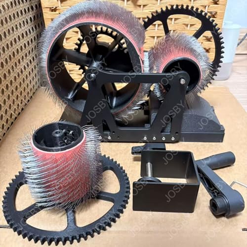 Manual Carder, Hand Crank Wool Combing Machine, Fast Color Mixing, Combing, Spinning, Wool Felt Color Mixer, Fleece Carders, Sheep Fleece Drum Carder, for DIY Craft Make Felt Animals, Handmade