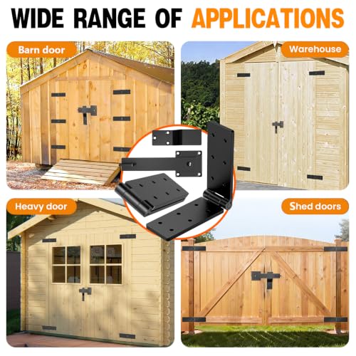 Heavy Duty Gate Hinges and Latch Set 4Pack 270° for Wood Fence