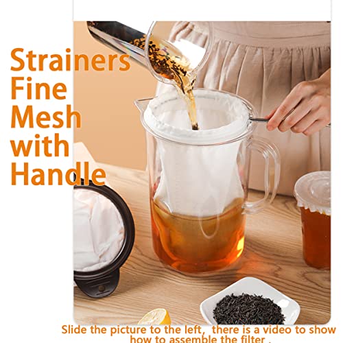 4 PCS Extra Fine Mesh Strainer Bags with Handle, Reusable Thai Tea Strainer, Cheesecloth for Straining NutMilk Coffee Milk Juices Honey Wine Oil Yogurt (2 Medium & 2 Small) - color: 2 Small+ 2 Medium Size