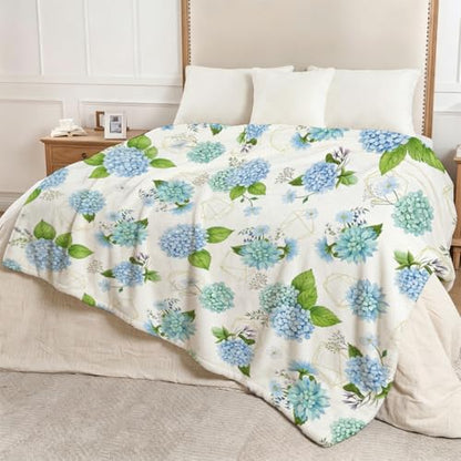 Blue Hydrangea Blanket, Ultra-Soft Flannel Fleece Throw 40" x 50" - color: Blue Hydrangea, size: 40"x50"