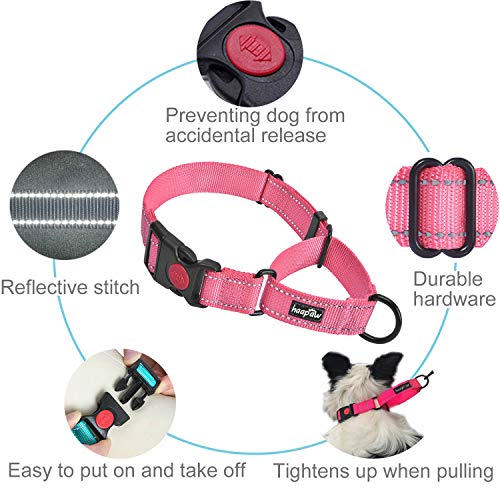 haapaw Martingale Dog Collar with Quick Release Buckle Reflective Dog Training Collars for Small Medium Large Dogs - color: Pink, size: S
