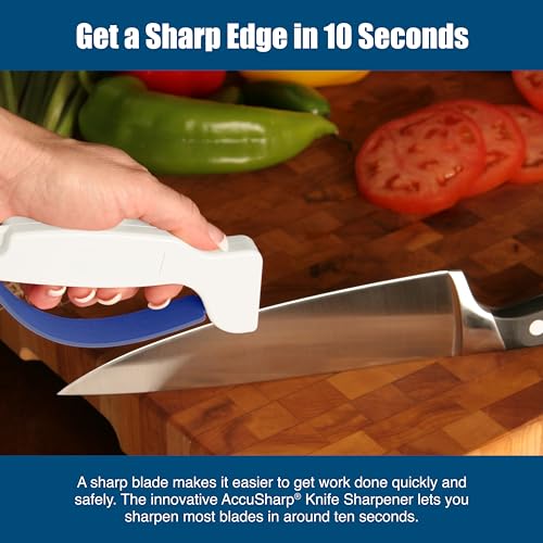 AccuSharp Hand-Held Carbide Blade Sharpener, Kitchen Knife and Chef Knife Sharpener, Professional Chef Grade Sharpening Tool, Restore and Hone Straight & Serrated Knives, 2-Pack, White - color: White & White