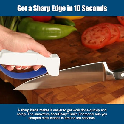AccuSharp Hand-Held Carbide Blade Sharpener, Kitchen Knife and Chef Knife Sharpener, Professional Chef Grade Sharpening Tool, Restore and Hone Straight & Serrated Knives, 2-Pack, White - color: White & White