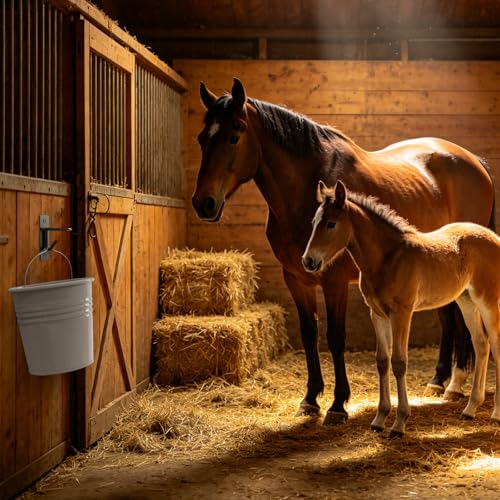 Black Metal Horse Stall Bucket Hanging Hooks