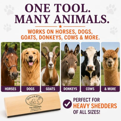 SleekEZ 10 Inch Horse Brush – Patented Horse Shedding Blade Made in USA - Removes Loose Hair & Undercoat - Deshedding Tool for Donkeys, Cows & Large Animals - Helps Reduce Seasonal Shedding - style: Horse Brush