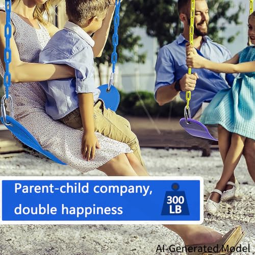 Swing Seat, 66" Heavy Duty Coated Iron Chain Sensory Swing, Therapy Swing Seat,Outdoor Playground Swing Set Accessories with Snap Hooks and Hanging Straps (Blue) - color: Blue
