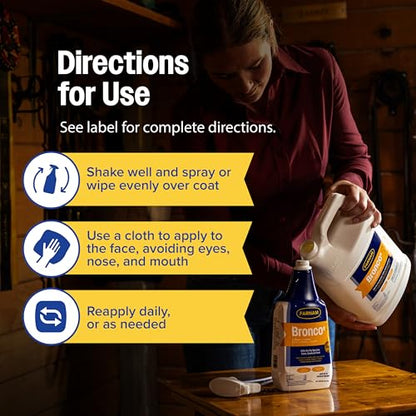 Farnam Bronco E Fly Spray for Horses, Dogs & Premises 128 oz Refill - size: 128 fl oz