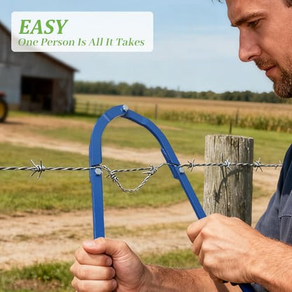 Fence Wire Fixer, Heavy Duty Fence Stretcher Tool for Horse Fence, Barb Wire Fencing, Wire Tightener Fence Repair Tool for Farm Ranch & Garden (Blue) - color: Blue