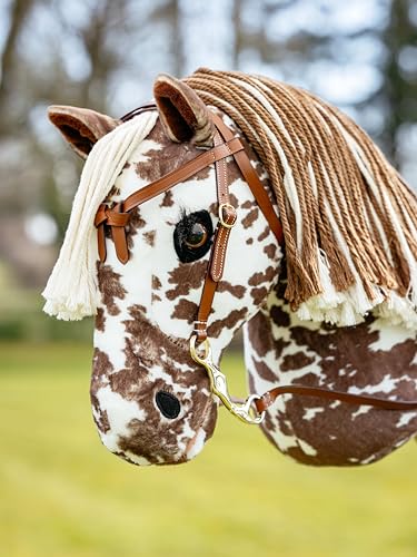 LeMieux Hobby Horse Western Bridle - Tan - Soft Leather with Metal Shank Bit - Fully Adjustable - Suitable for Ages 3+