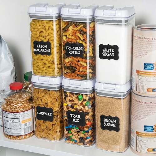 Shazo 6 PC 1.2L Clear Plastic Airtight Pantry Storage Containers with Lids - color: Matte White