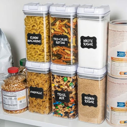 Shazo 6 PC 1.2L Clear Plastic Airtight Pantry Storage Containers with Lids - color: Matte White