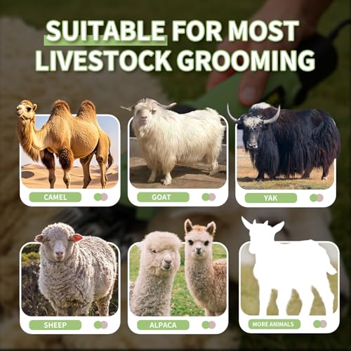 1200W Sheep Shears Clippers, 3200RPM 6-Speed Adjustable Heavy Duty Electric Sheep Shears for Dogs and Farm Livestock Grooming, 13T Blades, Professional Thick Coat Dog Clippers for Alpacas (Green) - color: Avocado Green