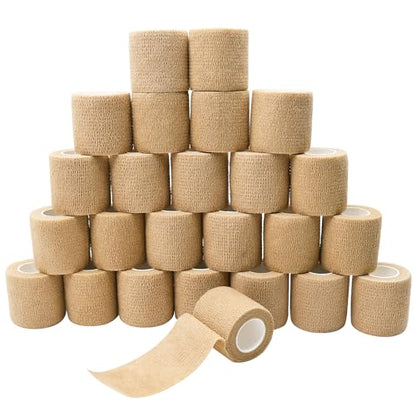 24pcs Self Adhesive Bandage Wraps, 2in 5 Yards Skin Color, Vet Wrap - size: 24pcs, Skin Color