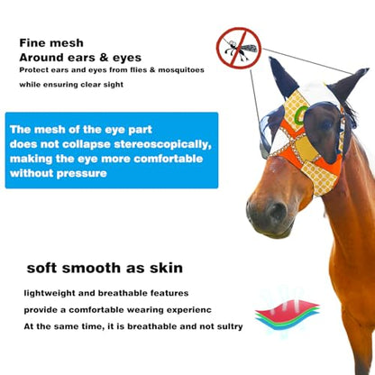 Super Comfort Fly Marsks for Horses of 3pcs Set-Horse FlyMask with Ears- Elasticity Fly Mask with UV Protection（Size：L - size: 3 pcs