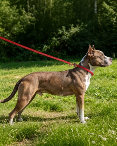 Dog Leash Slip Lead Braided Rope Pet Training Loop Leashes 5ft 6ft 8ft - color: Red