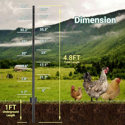 Fence Posts 4.8 FT Black, 16 Pack Heavy Duty U Posts - color: Black, size: 4.8FT-16Pack