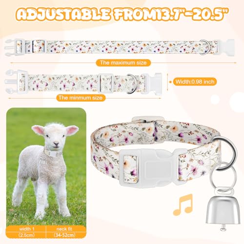 Goat Collar with Copper Bell Set for Sheep Lambs Pygmy Goat,Wildflower