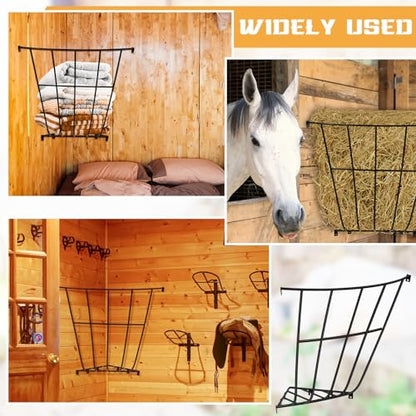 Zonon 2 Pcs Corner Hay Rack Slow 25.1 x 27.9 x 7.87 Wall Metal Hay Rack Feeding Horse Feeder for Blankets Space Between Bars Wall Mounted-Rack Holder for Livestock Goat Indoor Outdoor Uses