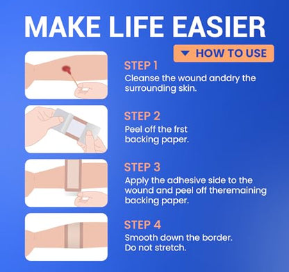 Large Waterproof Bandages 2X5 Silicone Foam Dressing Sensitive Skin, 10 PCS - style: 2"x5"(10PCS)