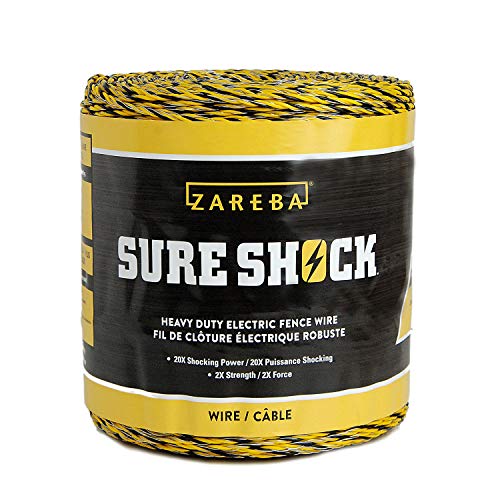 Zareba Heavy-Duty Sure Shock Aluminum Polywire - PVC-Coated Fiberglass and UV-Stabilized Electric Fence Line - 1,320 Foot Spool - Equine Fencing, Temporary Electric Fence - HDW1320YA-Z