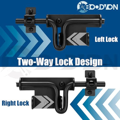 Slide Bolt Gate Latch for Wooden Fence, Sliding Bolt Gate Latch Door Lock Hardware with Padlock Hole, Slide Bolt for Outdoor Gates/Yard Fence/Shed Door/Barn Door, Black, 1 Pack