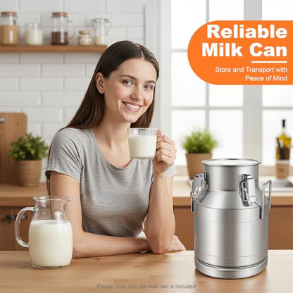 10L/ 2.64 Gallon Seamless 201 Stainless Steel Milk Can with Lid - size: 10L