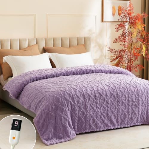 Heated Blanket Twin Size, Soft Plush Electric Blanket, Purple - color: Purple, size: Twin