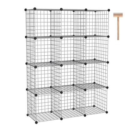 C&AHOME Wire Cube Storage, 12 - Cube Organizer Metal C Grids, Silver Gray - color: Silver Gray