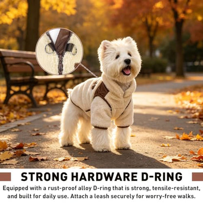 Dog Winter Coat Fleece Jacket Small Dog Apparel, Beige, S - color: Beige, size: S