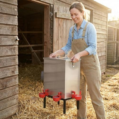 3 Gallon Chicken Waterer with Cups & Nipples, Stainless Steel