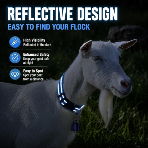 5 Pack Reflective Goat Collars with Bells,Anti-Lost Pet Collar - color: Black+Red+Pink+Deep Blue+Purple
