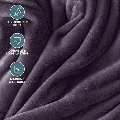 Bare Home Fleece Blanket Luxury Microplush (Full/Queen, Eggplant) - color: 15 - Eggplant, size: Full/Queen